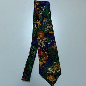 Disney Store Mickey Mouse Goofy  Donald Duck Safari 100% Silk Tie Necktie